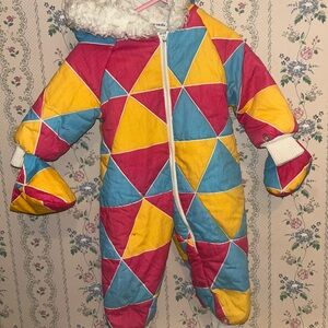 Vintage 80s Pierre Cardin Colorful Geometric Kids Puffer Jacket